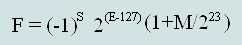 Формула для 32 нормализованных бит IEEE754 